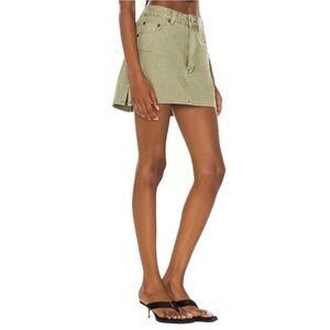 One Teaspoon Vanguard Mid Rise Denim Mini Skirt in Super Khaki, Size 30 Revolve